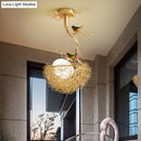 Artistry golden bird nest milk white glass ball pendant dining room