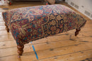 Antique Persian Kerman Rug Ottoman Coffee Table