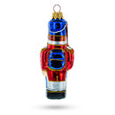 Retro Soldier Holding Rifle Glass Christmas Ornament