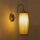 Asian bamboo and brass wall lamp with gooseneck arm – bedroom sconce