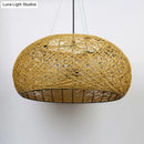 Asian rattan dome pendant light dining room e26 e27 bulb base