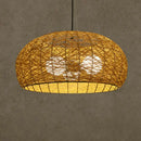 Asian rattan dome pendant light dining room e26 e27 bulb base