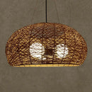 Asian rattan dome pendant light dining room e26 e27 bulb base