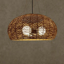 Asian rattan dome pendant light dining room e26 e27 bulb base