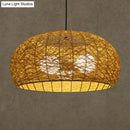 Asian rattan dome pendant light dining room e26 e27 bulb base