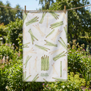 Kick Some Asparagass Dish Cloth Towel | Cotten Linen Novelty Tea Towel | Embroidered Text | 18" x 28"