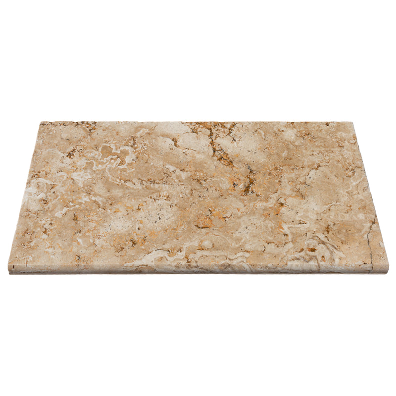 aspendos beige travertine coping 12x24 tumbled angle wet view
