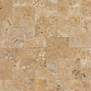 Aspendos Beige Travertine Pattern Tumbled Pavers -product shot top view wet state