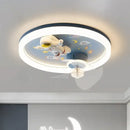 Astronaut blue & yellow ceiling fan light bedroom space fixture