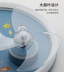 Astronaut blue & yellow ceiling fan light bedroom space fixture