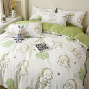 Astronaut cartoon lattice floral bedding set green & white bedroom