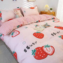 Astronaut cartoon lattice floral bedding set green & white bedroom
