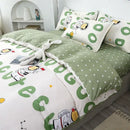 Astronaut cartoon lattice floral bedding set green & white bedroom