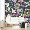 Dark Wallpaper with Meadow Flowers