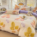 Autumnal leaf cream brushed cotton duvet cover set bedroom