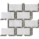 Calacatta T, Pebble Grey Polished Cascade Marble Mosaics 9 5/8x11 13/16