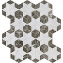 Avalon, Silver Drop Polished Stars Marble Mosaics 14 3/16x14 15/16
