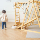 Chestnut | 8-in-1 Foldable Wooden Jungle Gym for Toddlers, Indoor or Outdoor
