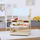 Cypress Wooden Market Stand | Kids Pretend Play Shop with Storage Shelves & Chalkboard Sign