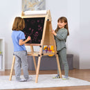 Foldable Kids Easel | Double-Sided Chalkboard & Magnetic Whiteboard with Paper Roll, 3 Adjustable Heights