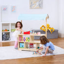 Holly Wooden Market Stand | Kids Pretend Play Grocery Store & Toy Display Shelf with Canopy