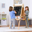 Foldable Kids Easel | Double-Sided Chalkboard & Magnetic Whiteboard with Paper Roll, 3 Adjustable Heights