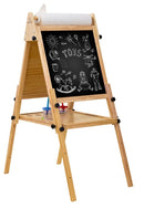 Foldable Kids Easel | Double-Sided Chalkboard & Magnetic Whiteboard with Paper Roll, 3 Adjustable Heights