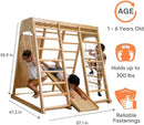 Magnolia | Indoor Wooden Jungle Gym with Monkey Bars, Rock Wall & Swing