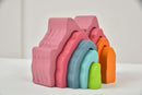 Wooden Mountain Rainbow Stacker | Montessori Stacking Blocks for Toddlers