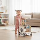 Wooden Tool Walker for Kids 3+ | Push Wagon with Toy Tool Set, Gears, Clock & Storage