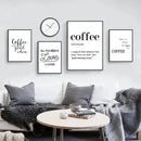 DecorBites™ "Awakened Aromas" Canvas Print - Nordic Black & White Coffee Quotes