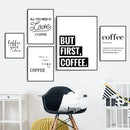 DecorBites™ "Awakened Aromas" Canvas Print - Nordic Black & White Coffee Quotes
