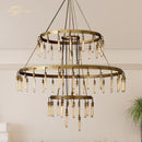 Axis black brass led round chandelier living room glass tube light