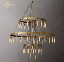 Axis black brass led round chandelier living room glass tube light