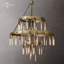 Axis black brass led round chandelier living room glass tube light