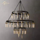 Axis black brass led round chandelier living room glass tube light
