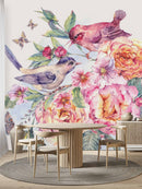 Birds and Peonies Wallpaper