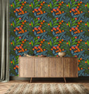 Green Leaves and Orange Flowers Wallpaper