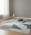 Azure Custom Made Geometrical Charcoal And Gray Hand Tufted Wool  Rug