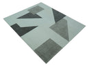 Azure Custom Made Geometrical Charcoal And Gray Hand Tufted Wool  Rug