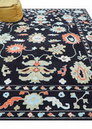 Azure Custom Made Traditional Oushak Black Hand Tufted Wool Rug
