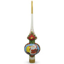 Santa on White Glass Christmas Tree Topper 11 Inches
