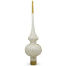 Santa on White Glass Christmas Tree Topper 11 Inches