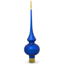 Nutcracker and Wreath on Blue Glass Christmas Tree Topper 11 Inches