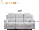 Grey White Microfiber Leather Recliner Sofa Set Living Room