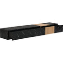 TV Stand and Coffee Table with Faux Marble, Walnut Wood Grain Finish, Set of 2, Modern Entertainment Center for TVs up to 88", Center Table with 2 Storage Drawers for Living Room, Black