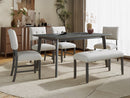 6PCs Dining Room Table Set, Rustic Farmhouse Dining Room Rectangular Table with 4 Upholstered Chairs and Bench, Solid Wood Kitchen Dining Table Set for 6 Persons