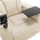 Home Theater Recliner with 270 Degree Swivel, PU Leather, Power Recliner with Tray Table, Phone Holder, Cup Holder, USB Port, White