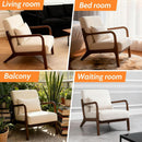 White Linen Upholstered Armchair With Premium Wood