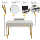 White Home Office Desk With Drawer And Monitor Stand